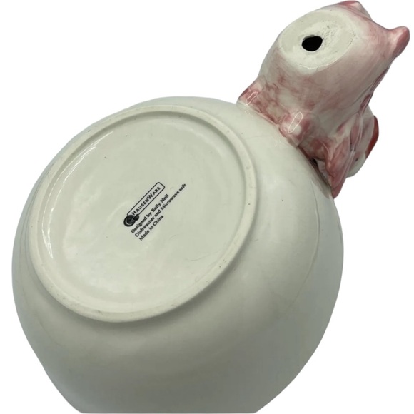 Hansen Ware Festive Pink Flamingo with Red Santa Hat Ceramic Bowl Serving Bowl - Picture 8 of 8